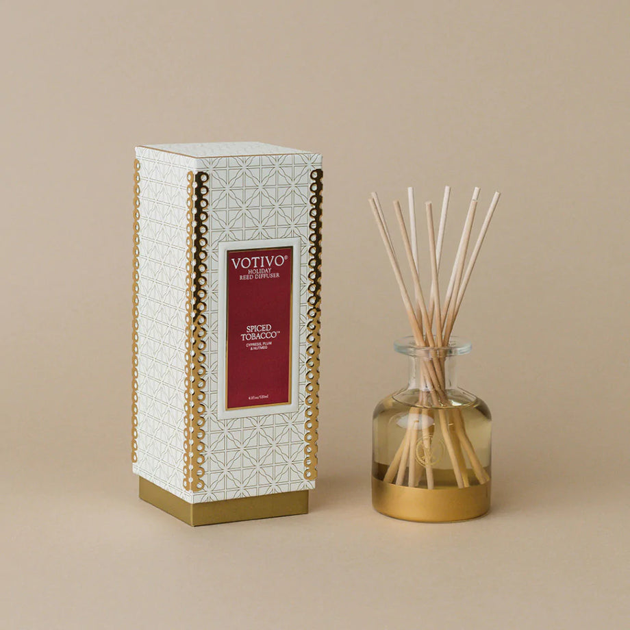 votivo spiced tobacco Holiday Reed Diffuser – Wrapped Gift Boutique